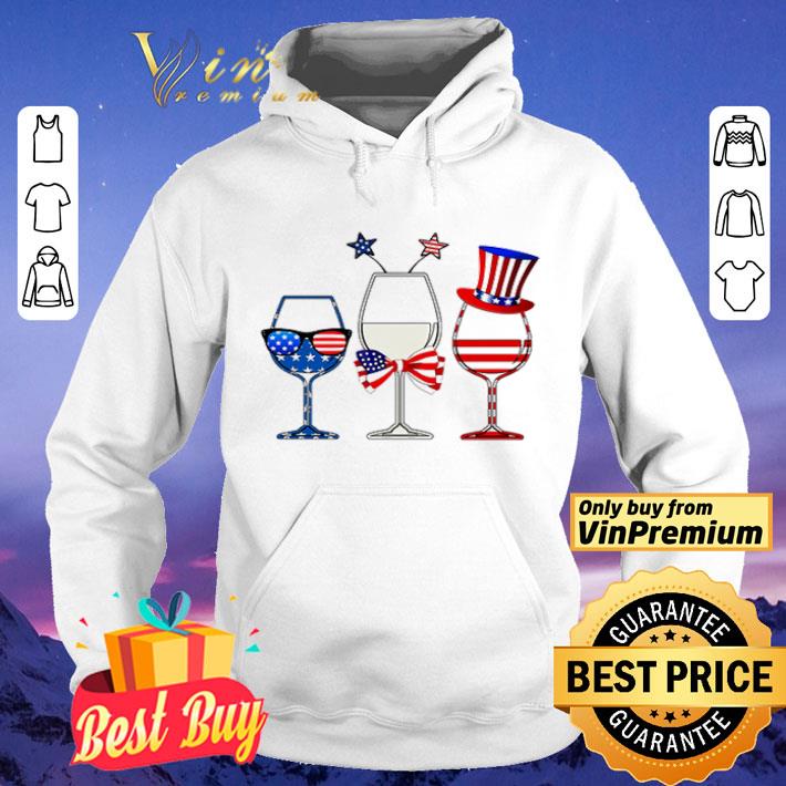 America Flag 4th of July Wine glass shirt