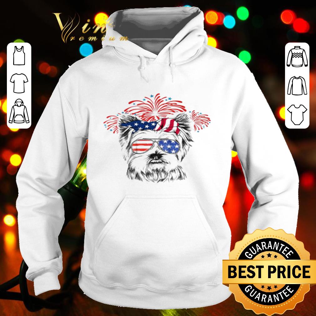 Firework Yorkie 4th of july American Flag shirt