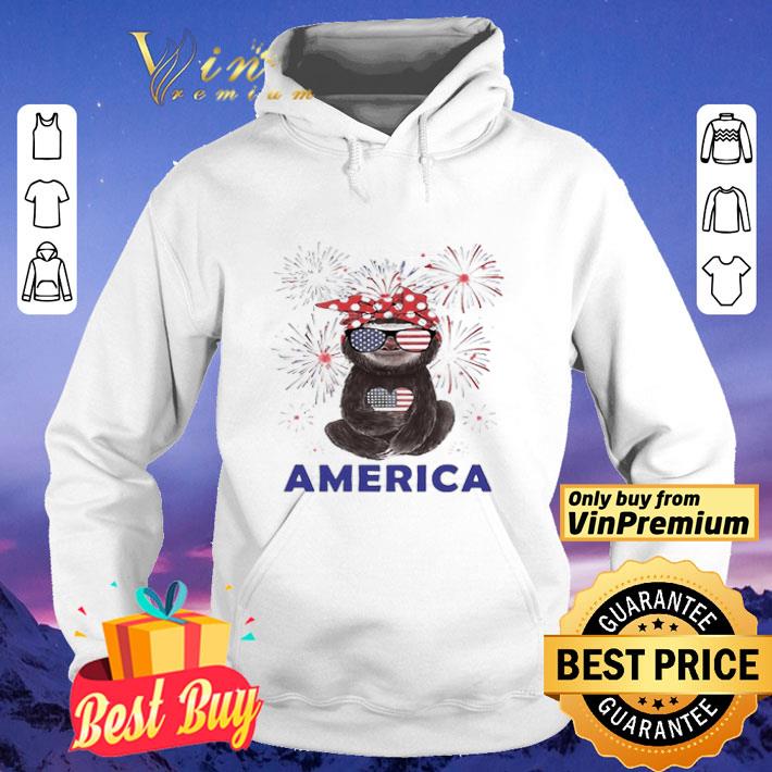 Firework Sloth American flag Independence Day shirt