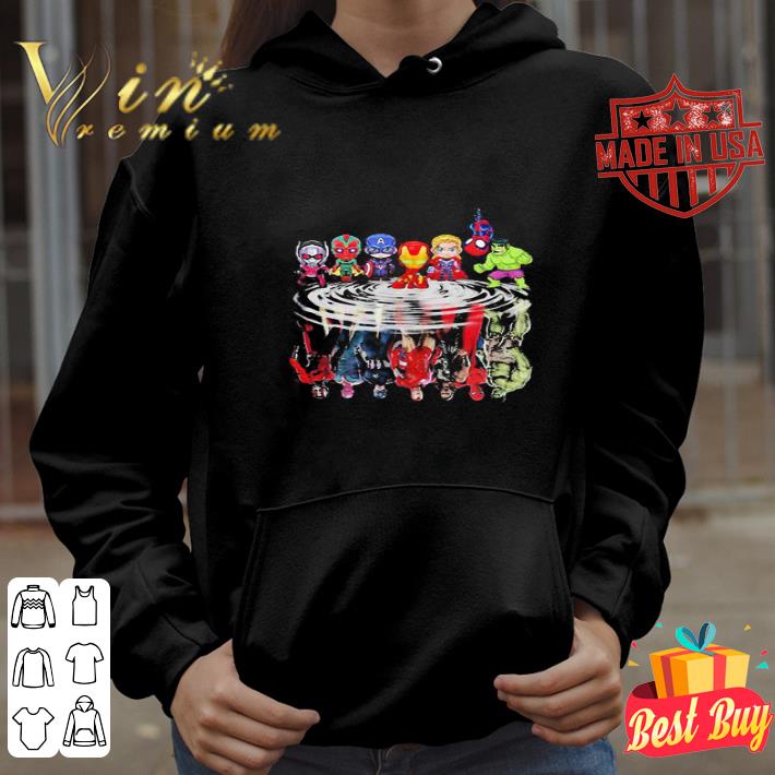 Avengers Marvel Superheroes Chibi Characters Water Mirror Reflection shirt