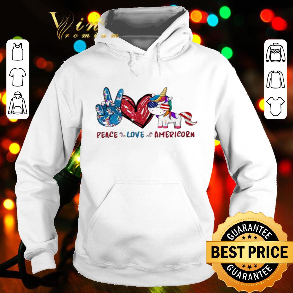 Peace Love Americorn Unicorn 4th Of July Independence Day shirt