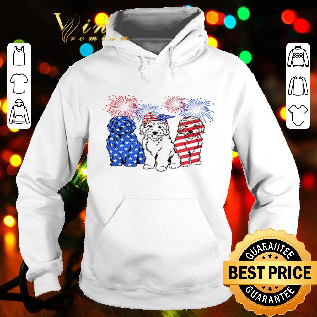 Firework Goldendoodle Blue White Red American Flag shirt