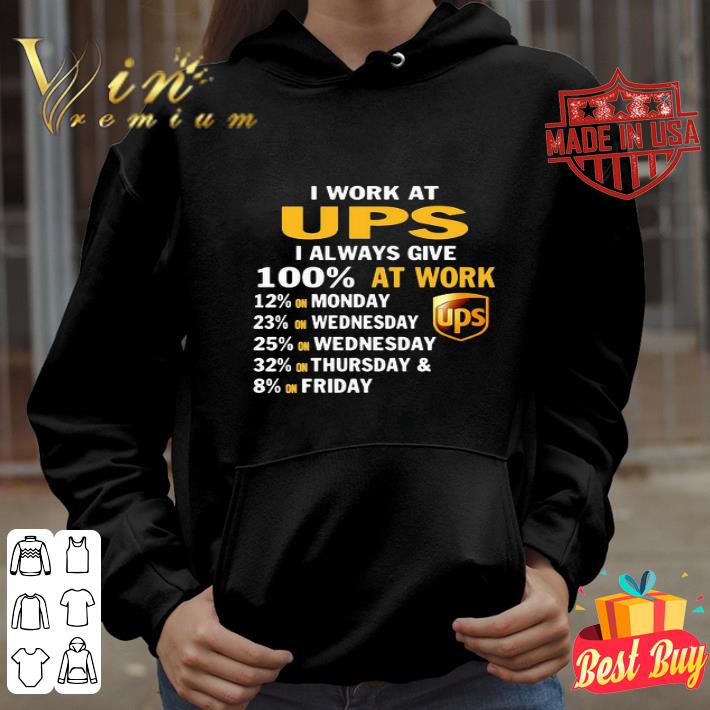 I Work At UPS I Always Give 100% At Work shirt