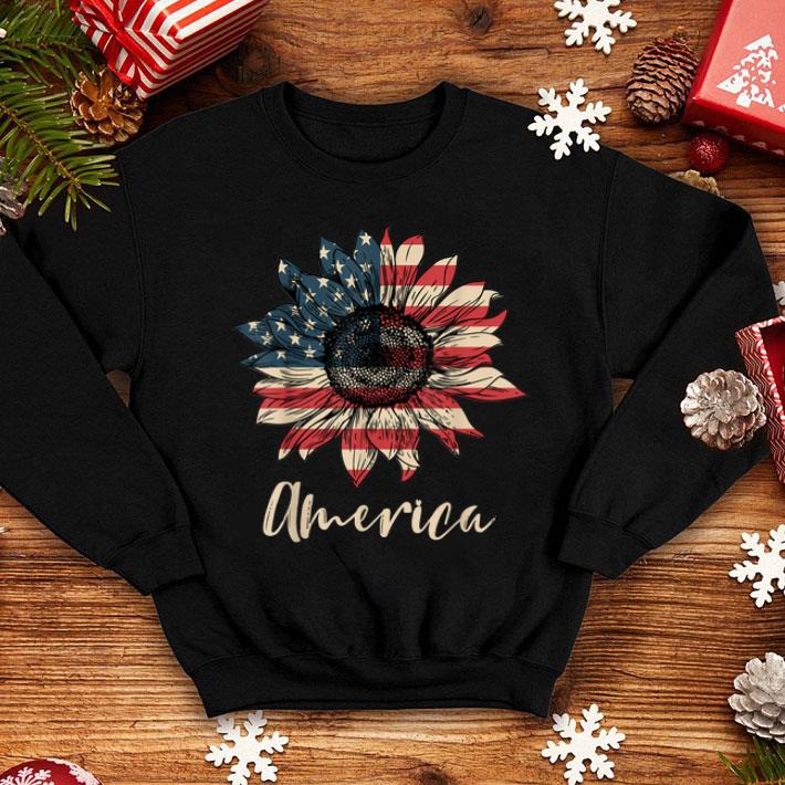 America Sunflower Flag 4th July American Patriotic Flower Shirt