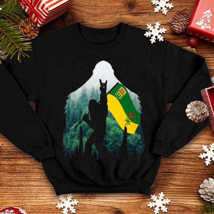 Bigfoot In The Forest Saskatchewan Flag shirt