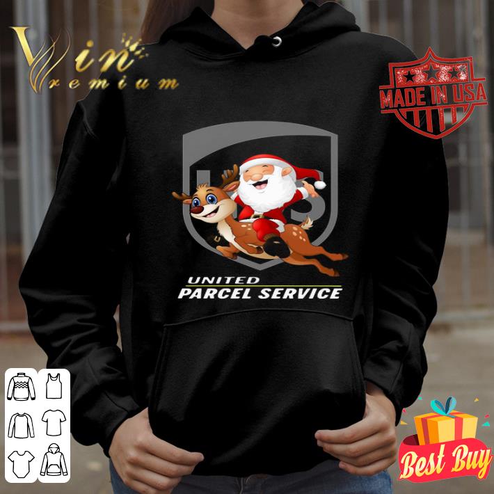 7abbfbed christmas santa claus riding reindeer united parcel service logo shirt 4 - Christmas Santa Claus Riding Reindeer United Parcel Service Logo shirt