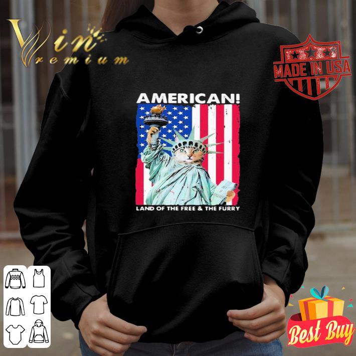 Land Of The Free And The Furry Cat American Flag The Statue of Liberty shirt