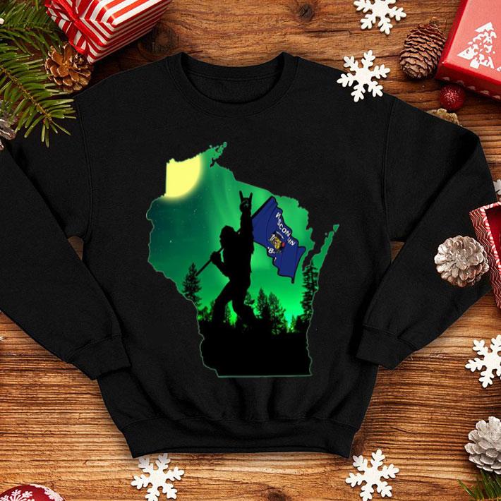 Bigfoot Moonlit Night Wisconsin Map Flag shirt 8 Bigfoot Moonlit Night Wisconsin Map Flag shirt