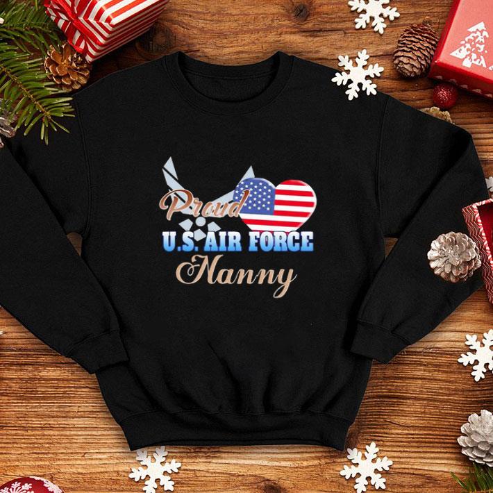 Proud U.S. Air Force Nanny Heart American Flag shirt