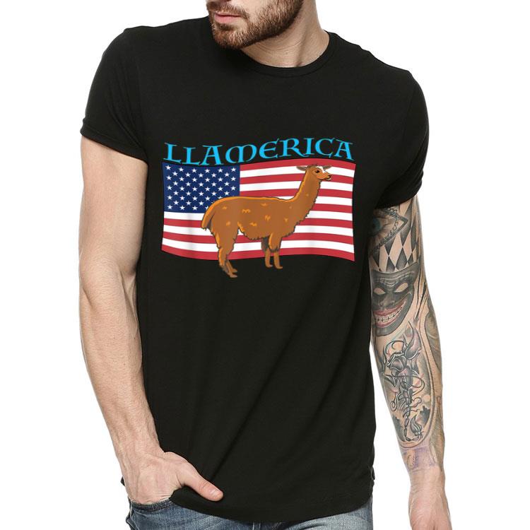 Llama American Flag LLAMERICA Patriotic 4th Of July America Shirt
