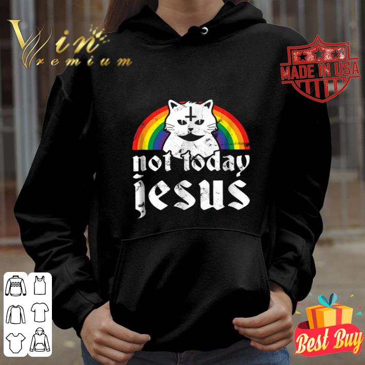 Not Today Jesus Rainbow Satanic Cat Gothic Gift Idea shirt