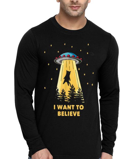 Cat Alien Abduction I Want To Believe UFO Area 51 Shirt