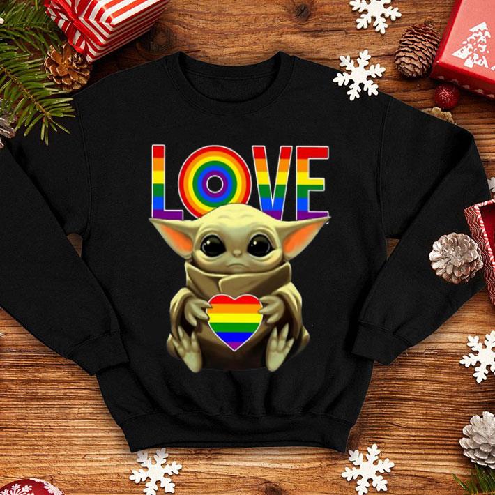 LGBT Love Baby Yoda Rainbow Heart shirt