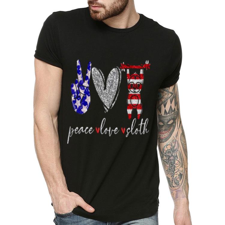 9adf5351 sloth peace love america flag shirt 4 - Sloth Peace Love America Flag Shirt