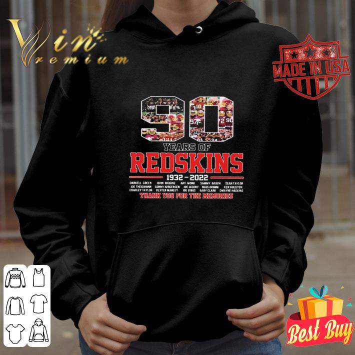 90 Years Of 1930-2020 Washington Redskins Thank You For The Memories shirt