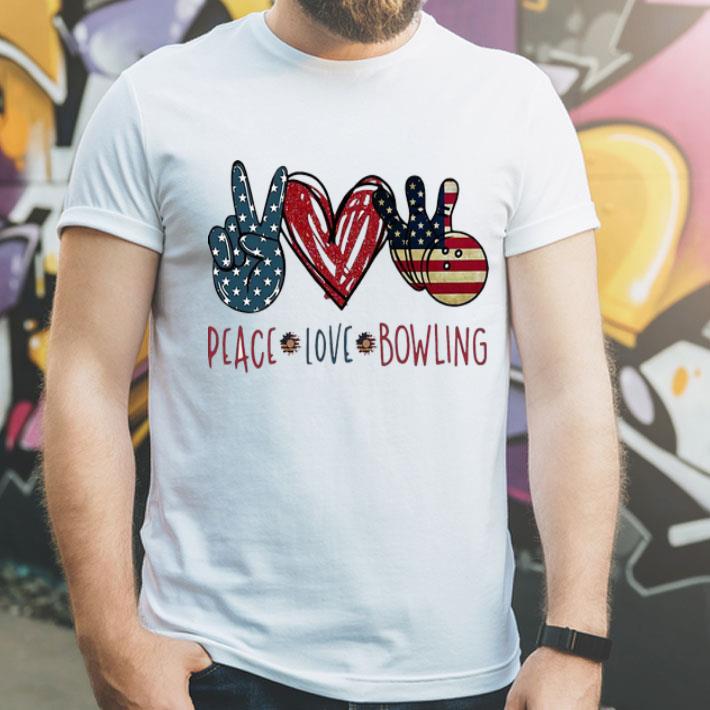 Peace Love Bowling American Flag Independence Day shirt