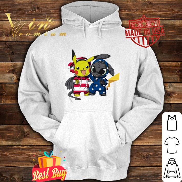 Pikachu And Toothless American Flag 4th Of July Independence Day shirt