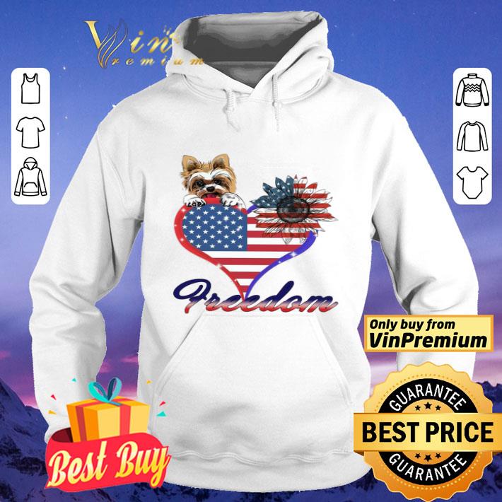 Yorkshire Terrier Dog Sunflower Heart American Flag Freedom shirt