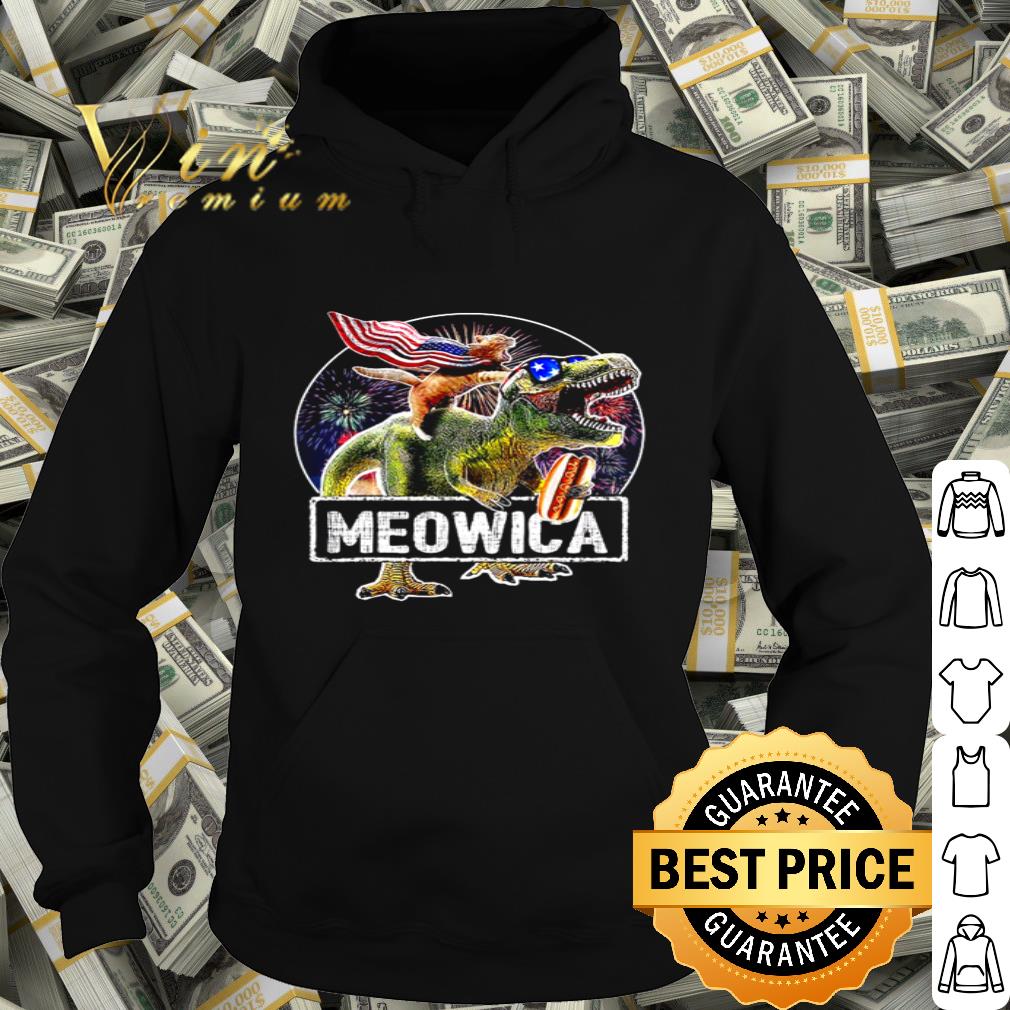 Firework Cat riding T-Rex Dinosaur Meowica America independence day shirt