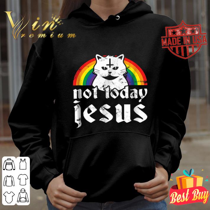 Satanic Cat Not Today Jesus Rainbow shirt