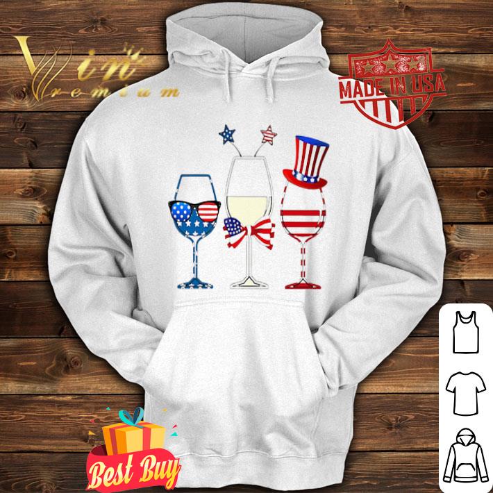 Wine Glass America Flag 4th Of July Independence Day shirt