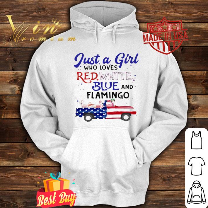 Just A Girl Who Loves Red White Blue And Flamingo American Flag shirt