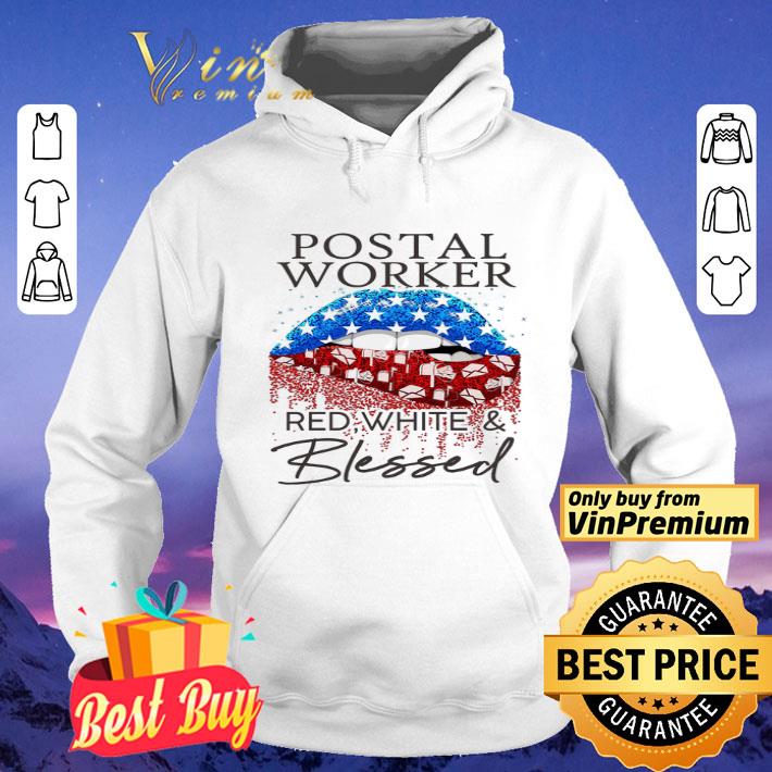 Lips American Flag Postal Worker Red White And Blessed Happy 4th Of July shirt