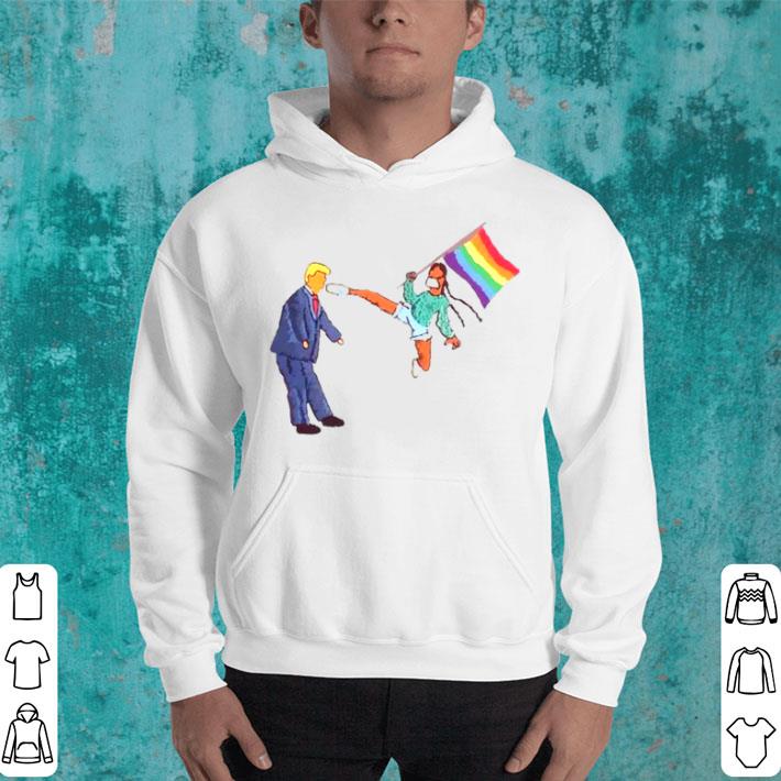 LGBT Black Girl Hold Pride Flag Kicking Trump In Face Shirt b23143f1 lgbt black girl hold pride flag kicking trump in face shirt 4 - LGBT Black Girl Hold Pride Flag Kicking Trump In Face Shirt