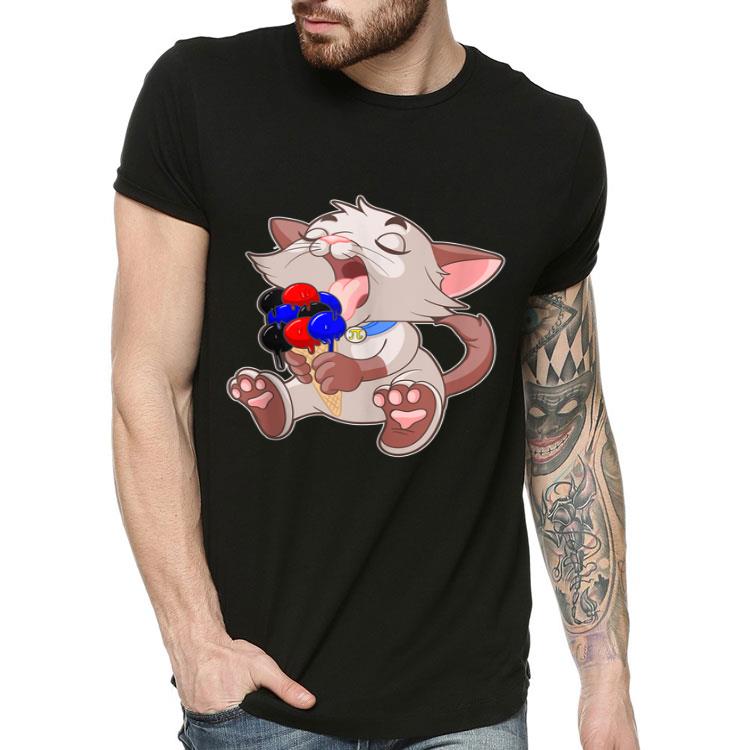 Polyamory LGBTQ Ice Cream Cat Licking Cone Gay Pride Shirt