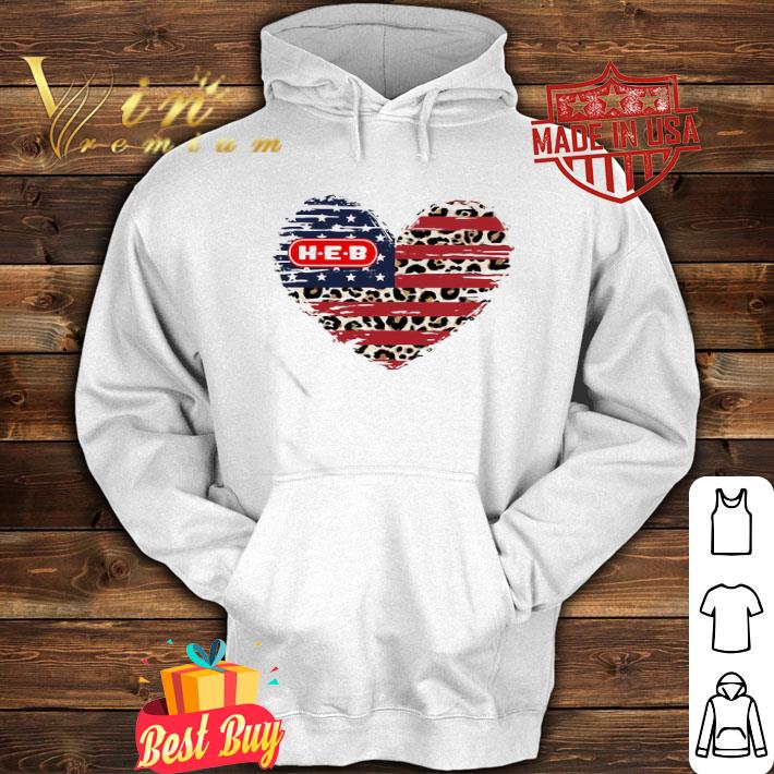 Love H-E-B Leopard American flag shirt