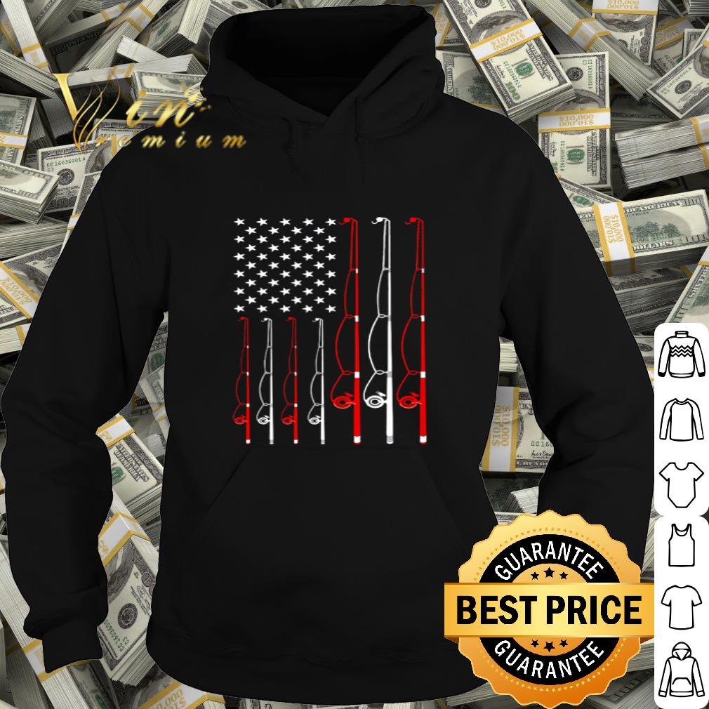 Fishing Hook Rod American Flag 4th Of July shirt