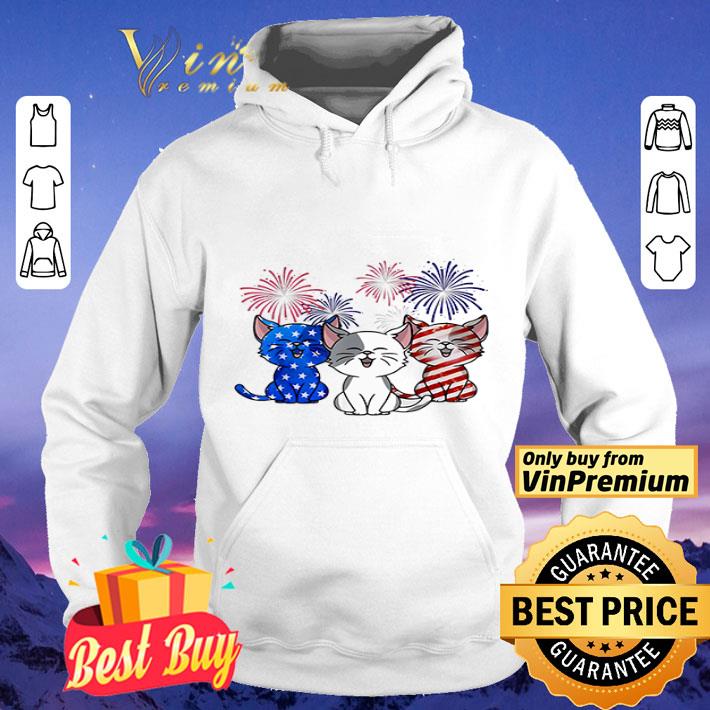 Funny Cat 4th Of July Flag Firework shirt