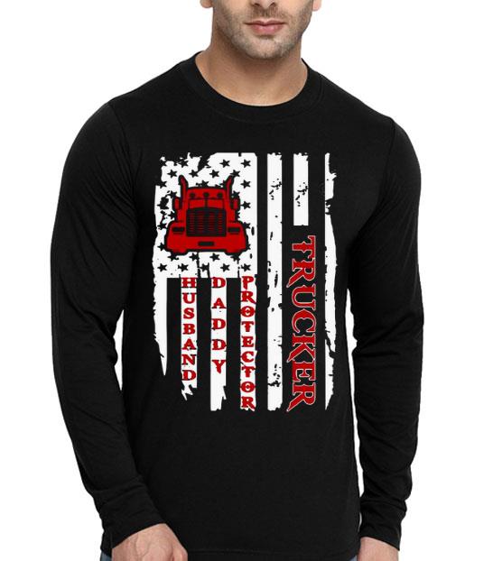 c96b6ee7 trucker husband daddy protector american flag shirt 4 - Trucker Husband Daddy Protector American Flag Shirt