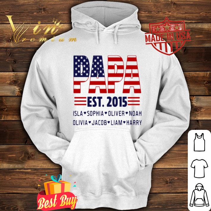 Father's day Papa Est. 2015 American Flag 4th Of July shirt
