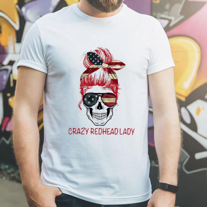 Crazy Redhead Lady Skull American Flag shirt