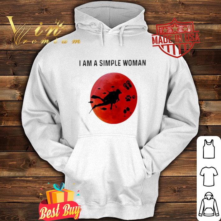 I Am A Simple Woman Scuba Diving Paw Wine Sunset shirt