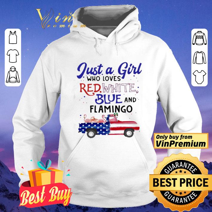Just a girl who loves red white blue and flamingo american flag independence day shirt