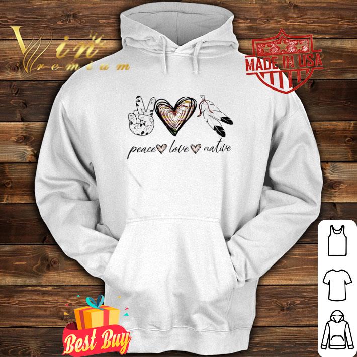 Peace Love Native Feathers Heart Finger shirt