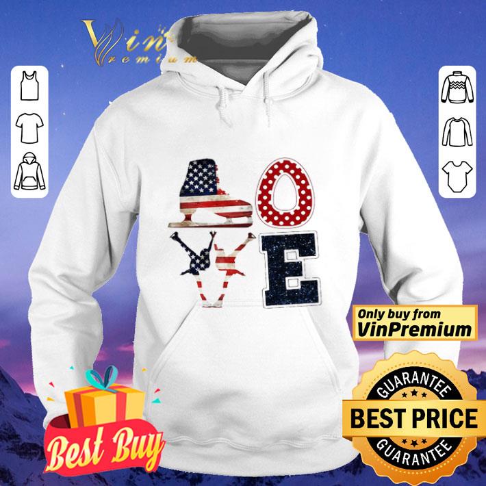 Love Ice Skating American Flag 4th Of July Independence Day shirt