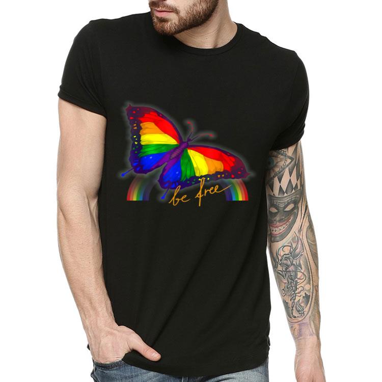Gay Pride Flag Butterfly LGBT CSD Be Free Shirt