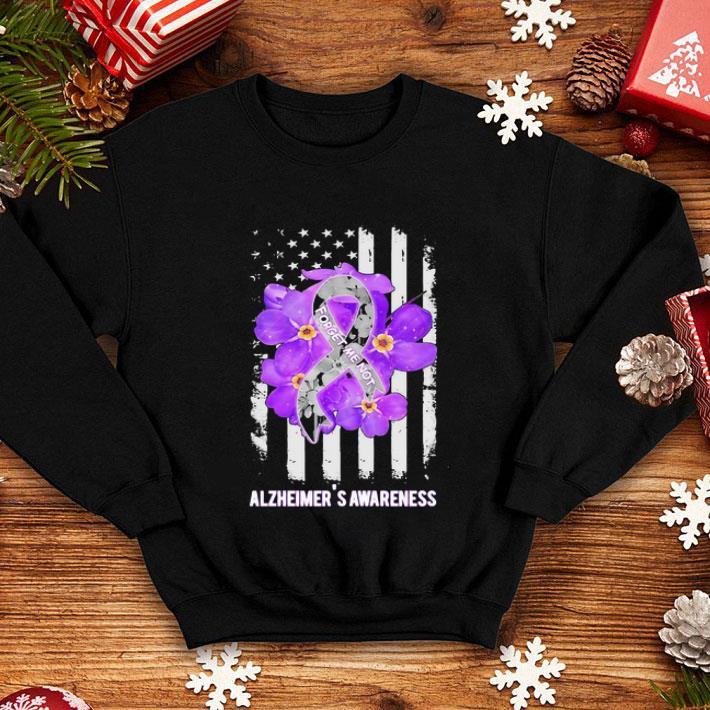 Forget Me Not Alzheimer’s Awareness Flowers American Flag shirt