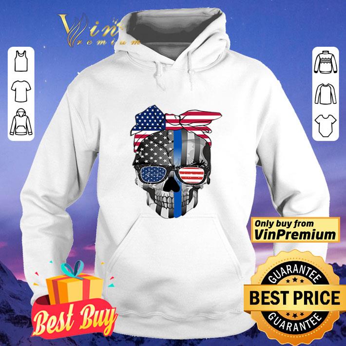 Thin Blue Line Skull Flag American Flag Skull 4th of July shirt