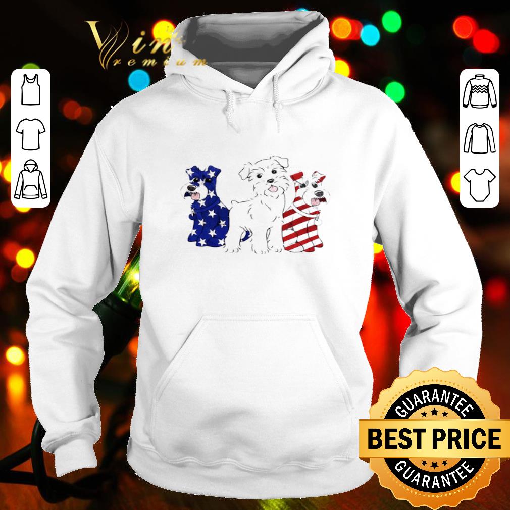 Schnauzer Puppy Red Blue White American Flag 4th Of July shirt