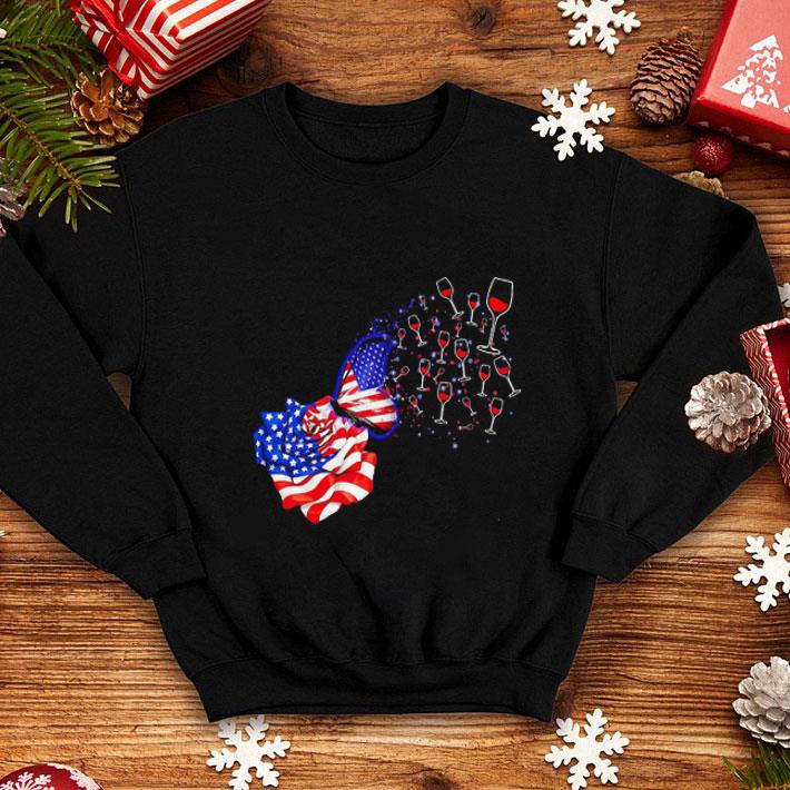 Glass Wine American Flag Independence Day shirt