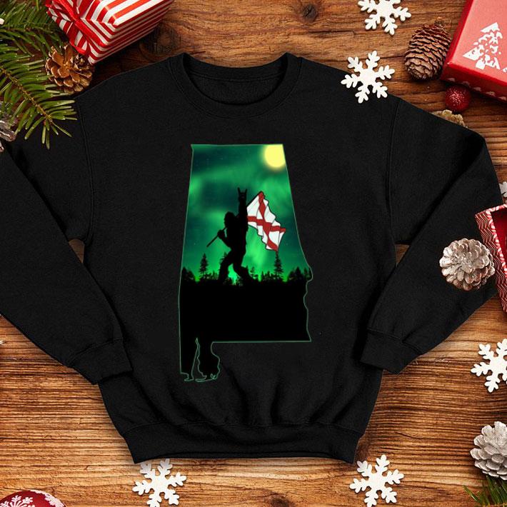 Bigfoot Moonlit Night Alabama Map Flag shirt