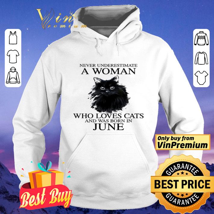 Never Underestimate A Woman Who Loves Cats And Born In June shirt