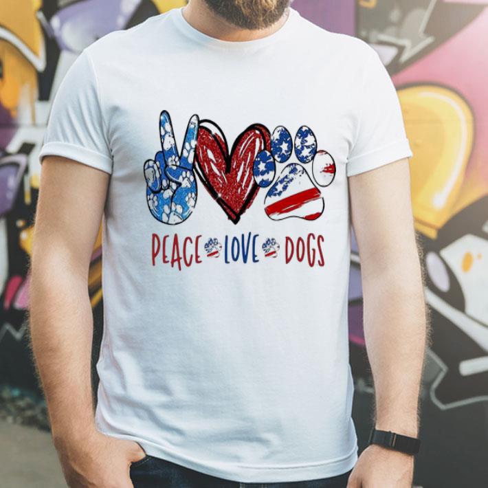 Peace Love Dogs 4th Of July American Flag shirt