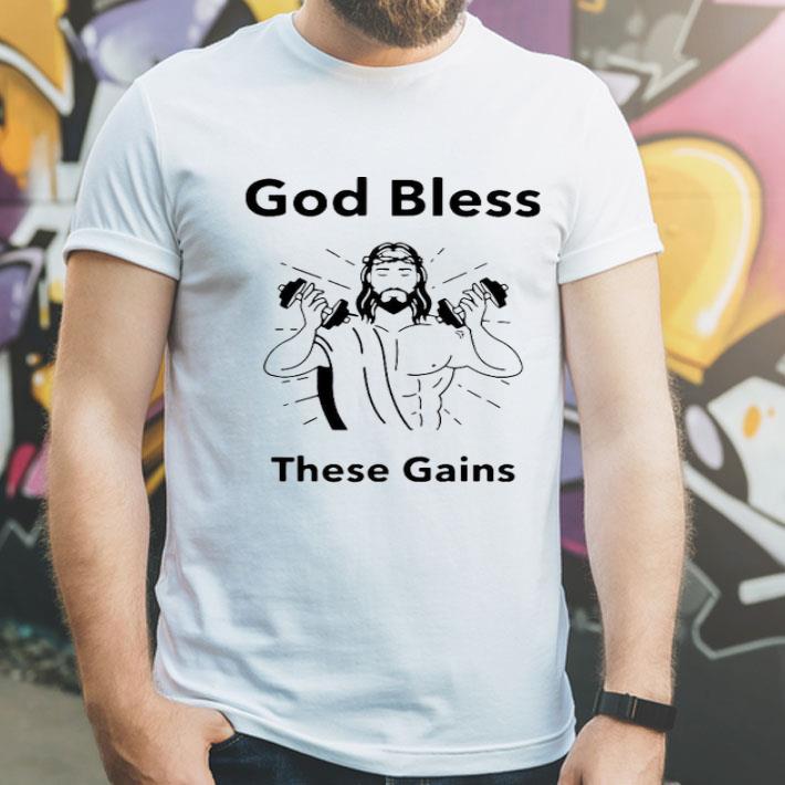 fac43a9f jesus god bless these gains shirt 4 - Jesus God Bless These Gains Shirt