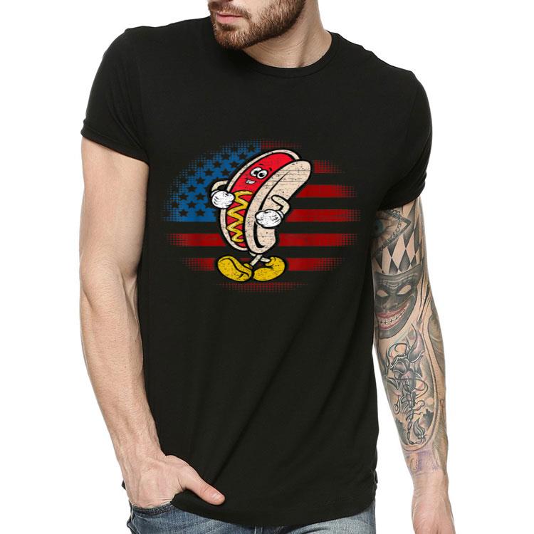 Hot Dog With Mustard 4th Of July America Flag Shirt