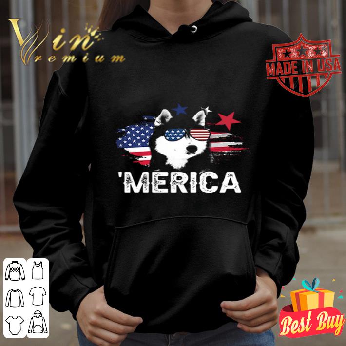 Siberian Husky Merica American Flag 4th Of July shirt